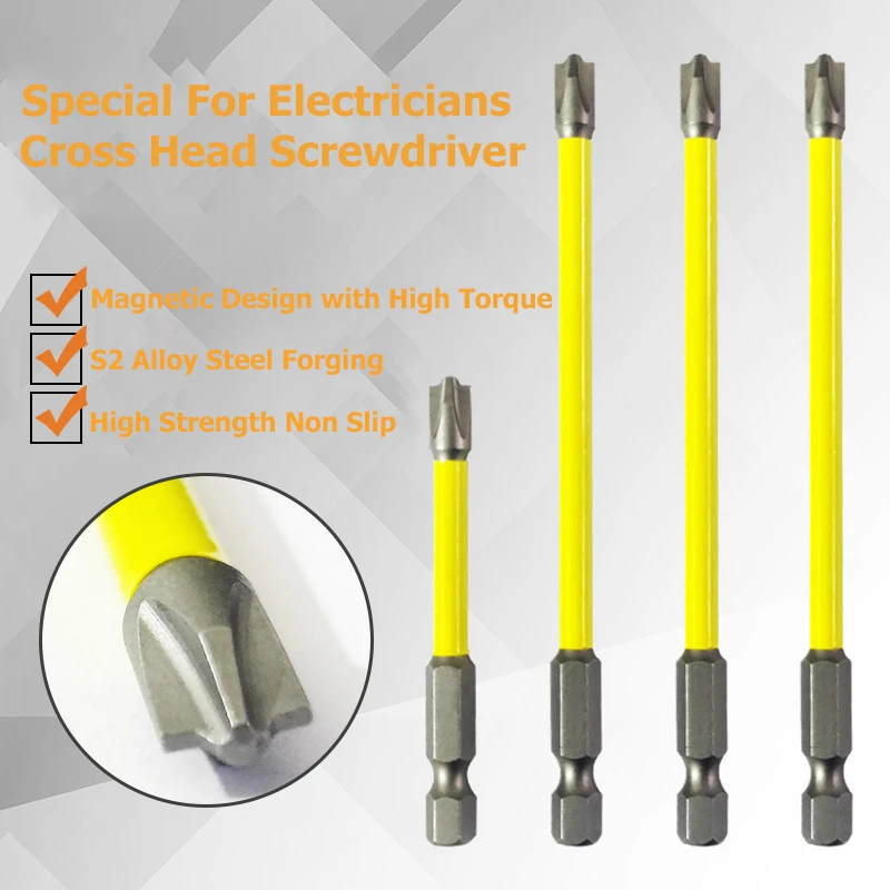 65mm 110mm Magnetic Special Slotted Cross Screwdriver Bit For Electrician FPH2 For Socket Switch  Electric Drill Bit Head Tools