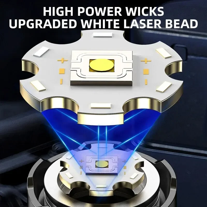 ไฟฉาย LED กำลังสูง XHP100 แบบชาร์จไฟได้ ไฟฉายแบบยืดหดได้ ซูมดิจิตอล ชาร์จผ่าน USB สำหรับตั้งแคมป์ กิจกรรมกลางแจ้ง และเหตุฉุกเฉิน