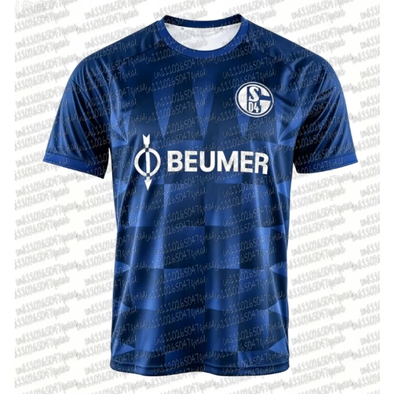 2026-27 Schalke 04 Heim- und Auswärtstrikot mit 3D-Digitaldruck, bequemes und atmungsaktives Sport-Freizeit-Oberteil, Familien-Partnerlook