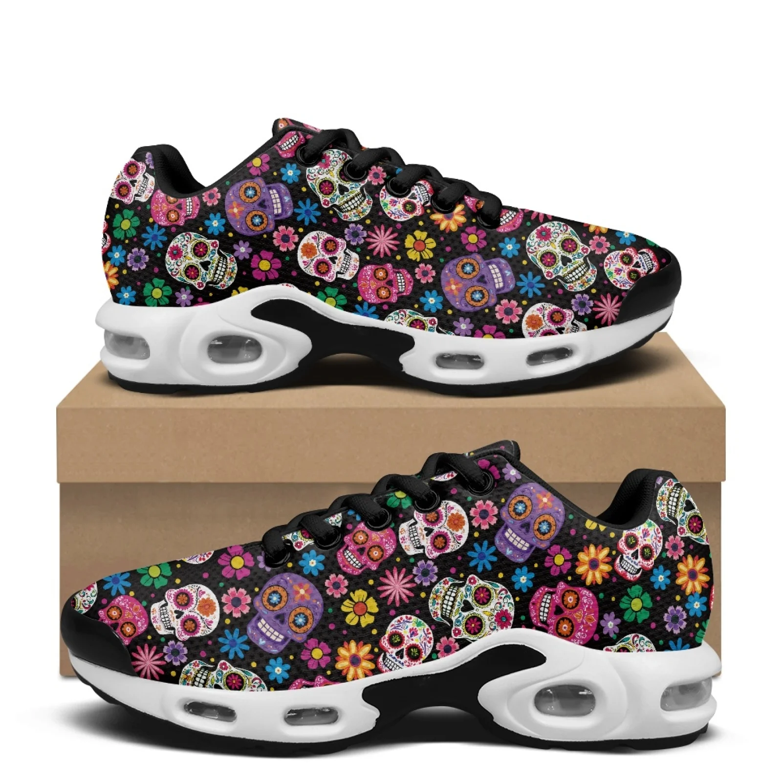 PENSTROLL Colorful Skull Men's Fashion Sneaker Mesh Comfort Sneaker Breathable Athletic Shoes for Casual