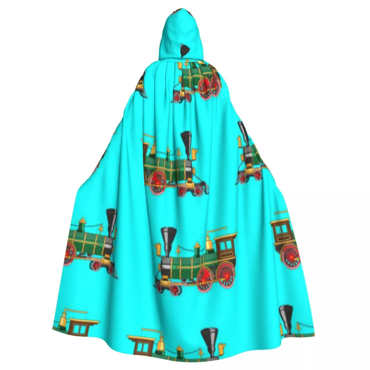 Adult Cloak Cape Hooded Cartoon Steam Locomotive Medieval Costume Witch Wicca Vampire Elf Purim Carnival Party