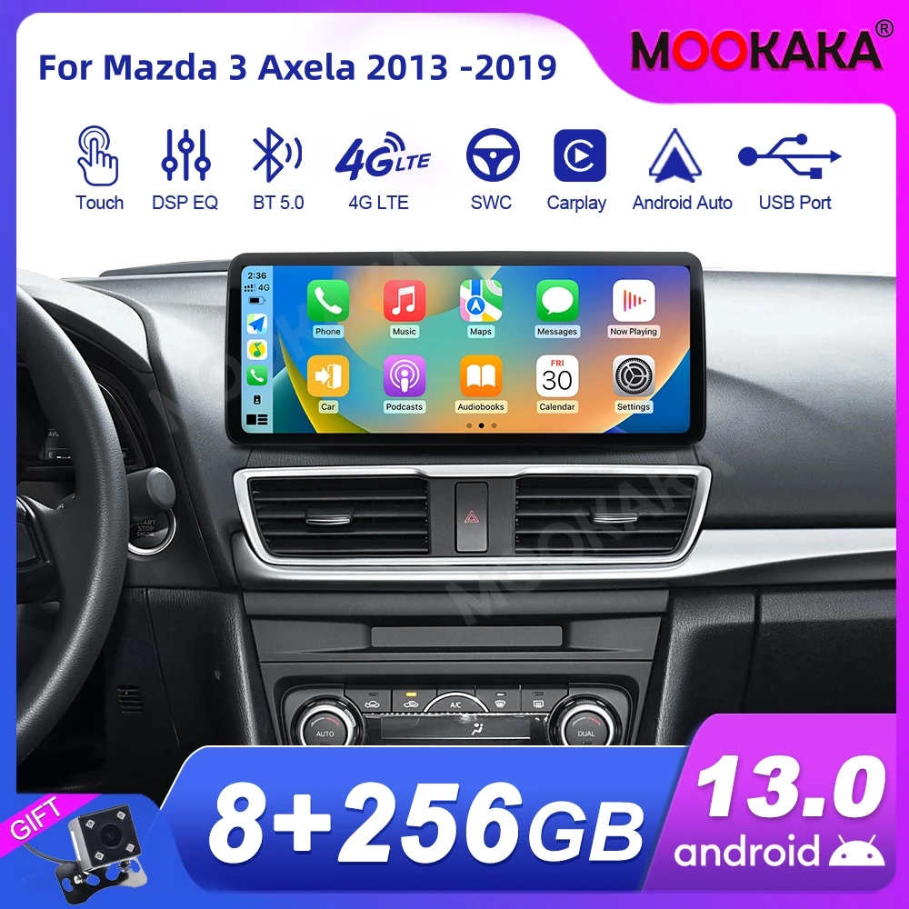 

Android Car Stereo Radio GPS Multimedia Player For Mazda 3 Axela 2013 -2019 HD Ultra Thin HD Touch Screen Carplay 12.3" Qualcomm