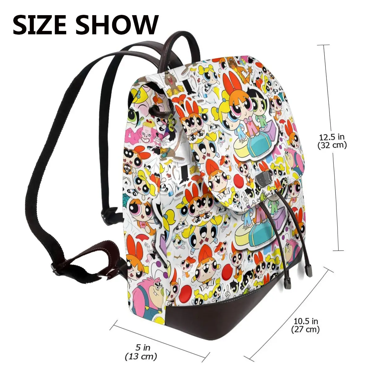 New Women's Multifunction The-Powerpuff-Girls Backpack Casual Leather School Bag For Girls Fashion Travel Shoulder Bag