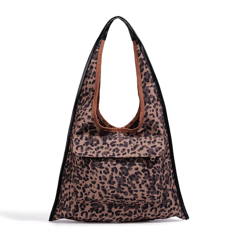 

Сумка на плечо с леопардовым принтом в стиле ретро, модная холщовая сумка-тоут, повседневная женская сумка на одно плечо большой вместимости