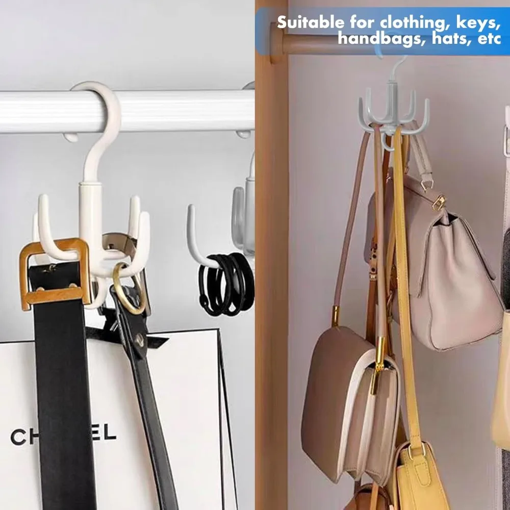 شماعة حزام رمادية 4 قطع، شماعة ربط، منظم حزام للخزانة، 360 درجة ° منظمات خزانة قابلة للدوران، موفرة للمساحة، تخزين-جديدة #4