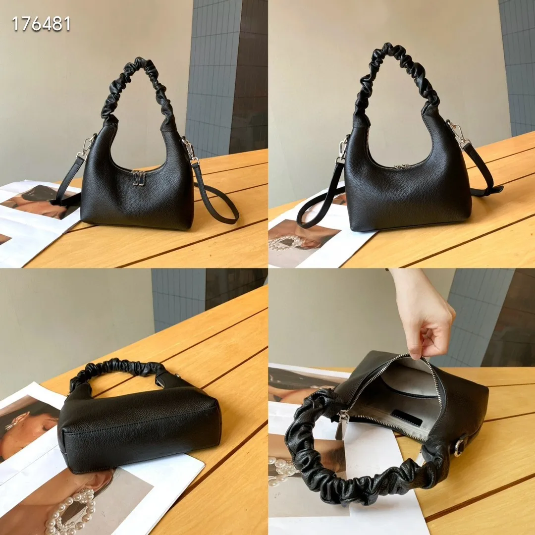 Cowhide Genuine leather handbags women vintage shoulder bag female crossbody bags luxury small bag Half-moon bag