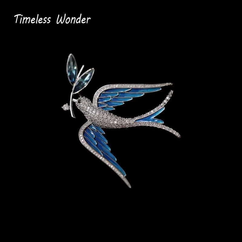 

Timeless Wonder Fancy Enamel Zircon Swallow Brooch Pins for Women Designer Jewelry for Gown Trendy Rare Gift Sweet Classy 5381