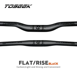 TOSEEK TM11 Black Matte Carbon Fiber Handlebar MTB Bike Handlebars Mountain Bicycle Handle Bar 31.8mm Rise or Flat Bar 580-760mm