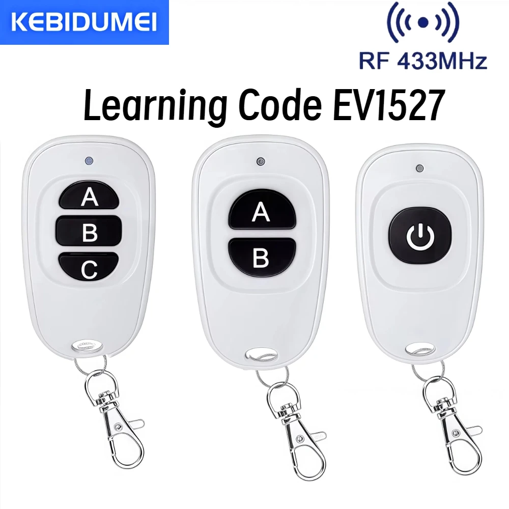 433Mhz RF Wireless Remote Control 1 2 3 Buttons 1527 Learning Code Transmitter for Garage Door Controller With 12V 27A Battery