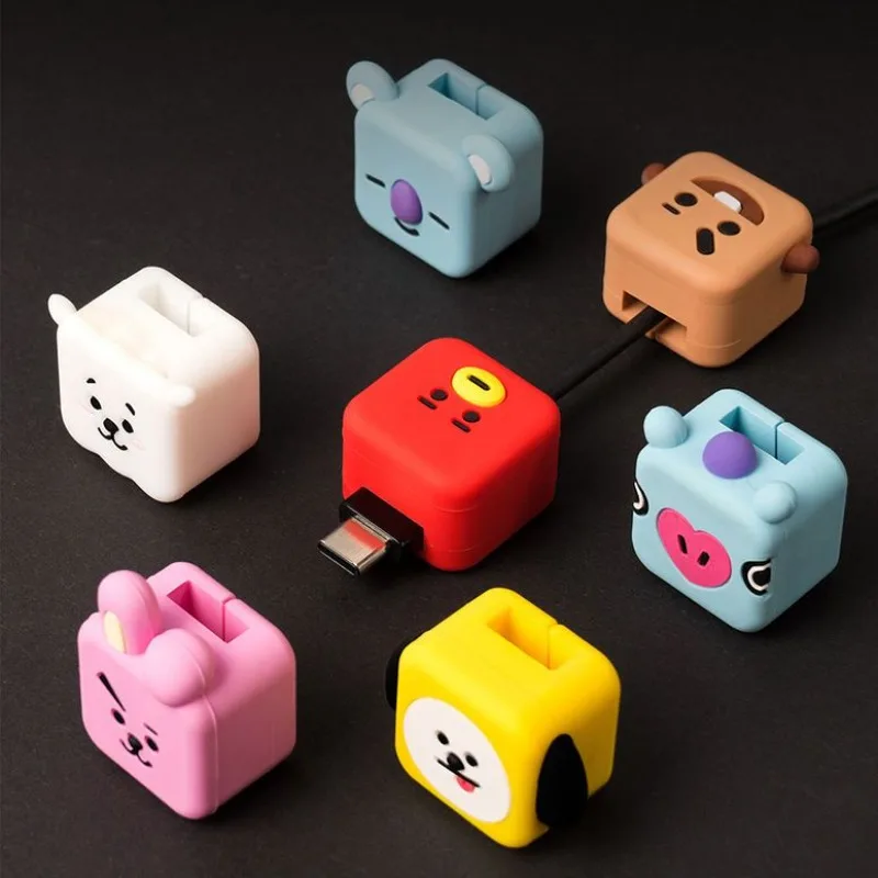 Korean BT21 Peripheral Data Cable Universal Protection Head Cute Cartoon Silicone Cover Anti Break Super Cute Anime Essential - view 2