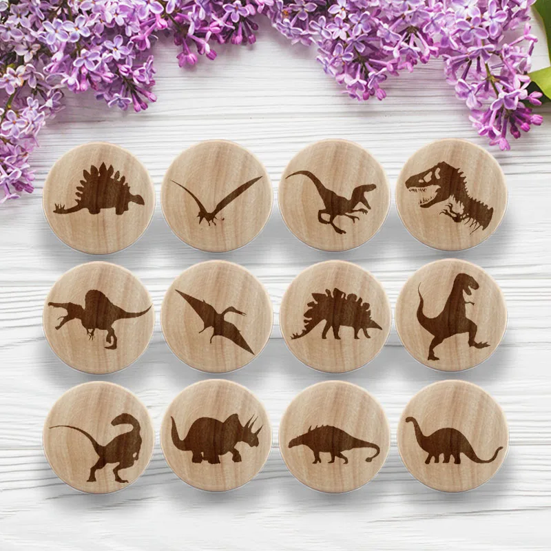 Botão De Dinossauro Gravado De Madeira, Boho Nursery Drawer Pull, Maçaneta Rústica, Armário De Madeira Da Natureza Puxa, Alças De Móveis