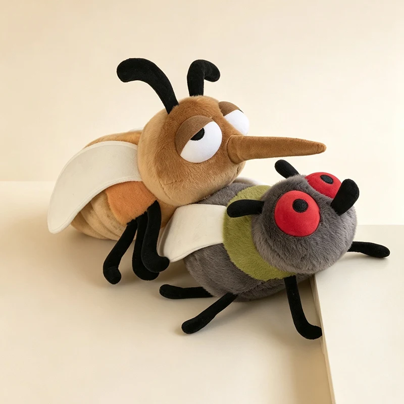 Simulation Insect Plush Toy Fly Mosquito Cartoon Stuffed Animal Doll Funny Bug Plushie Creative Home Decor Novelty Birthday Gift