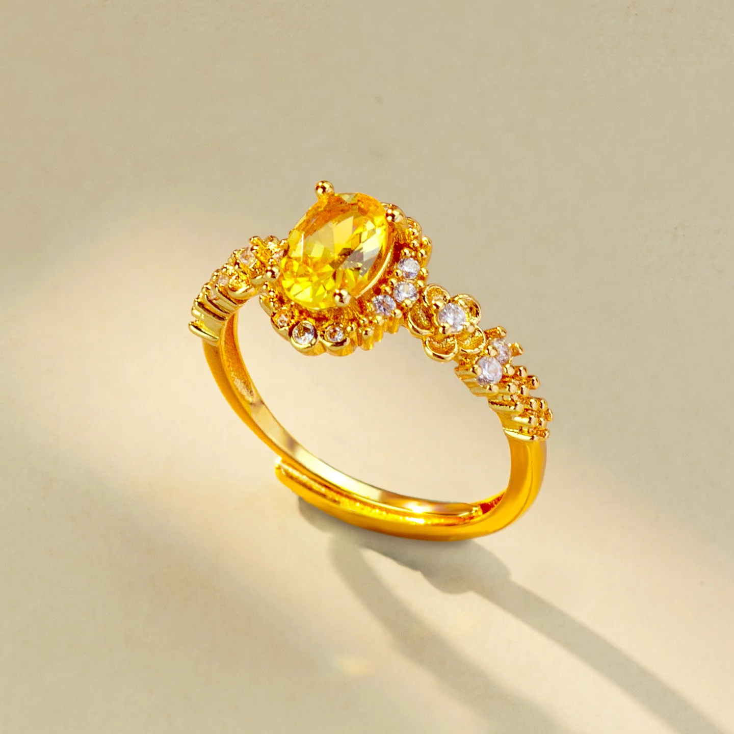 

Luxury 24K 9999 Pure Gold real gold Diamond Pigeon Egg Ring Adjustable Women's Ring