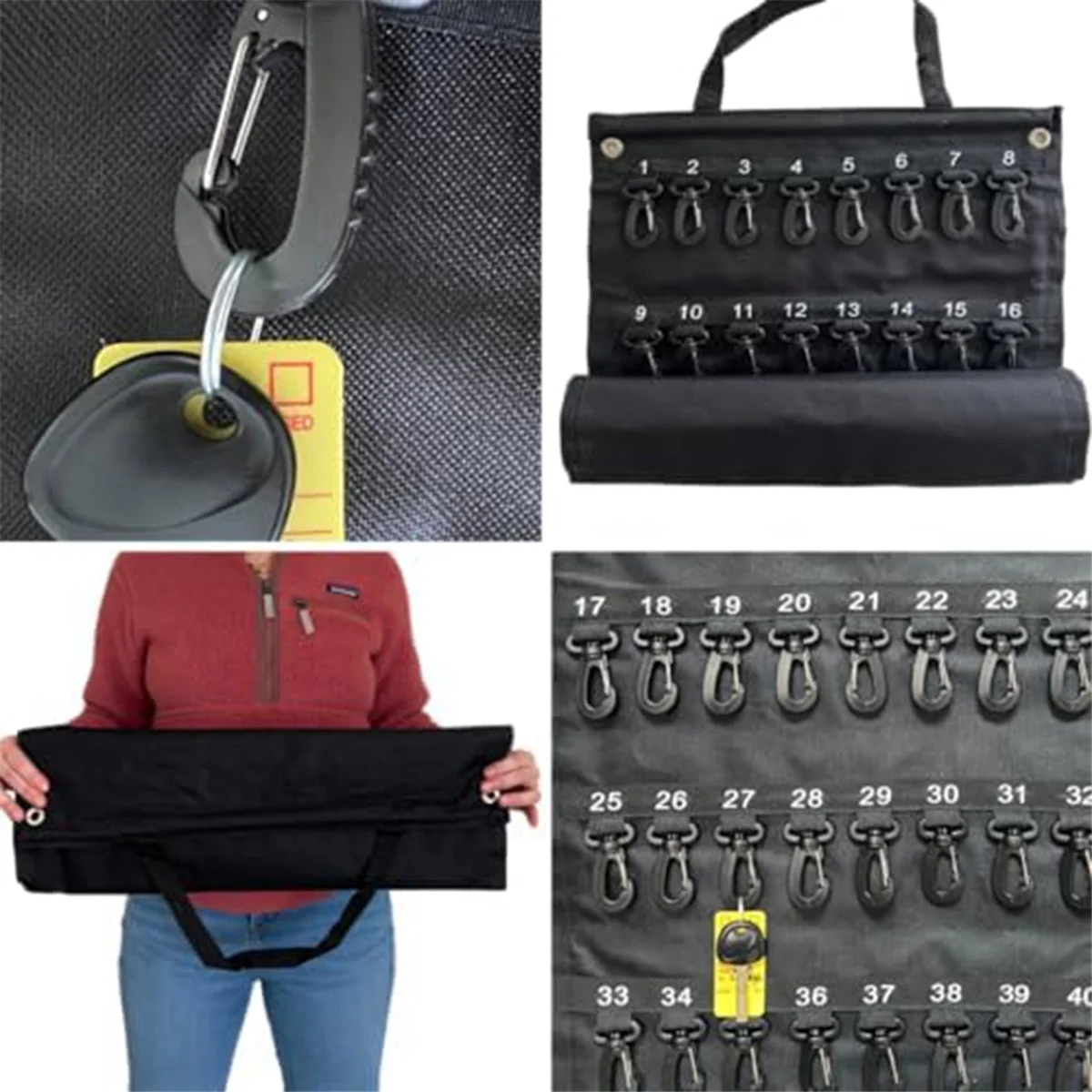 Versatile Roll-Up Key Storage Box, Weatherproof Portable Storage Box, Holds 40 Keys, Security Hook, for Home Office