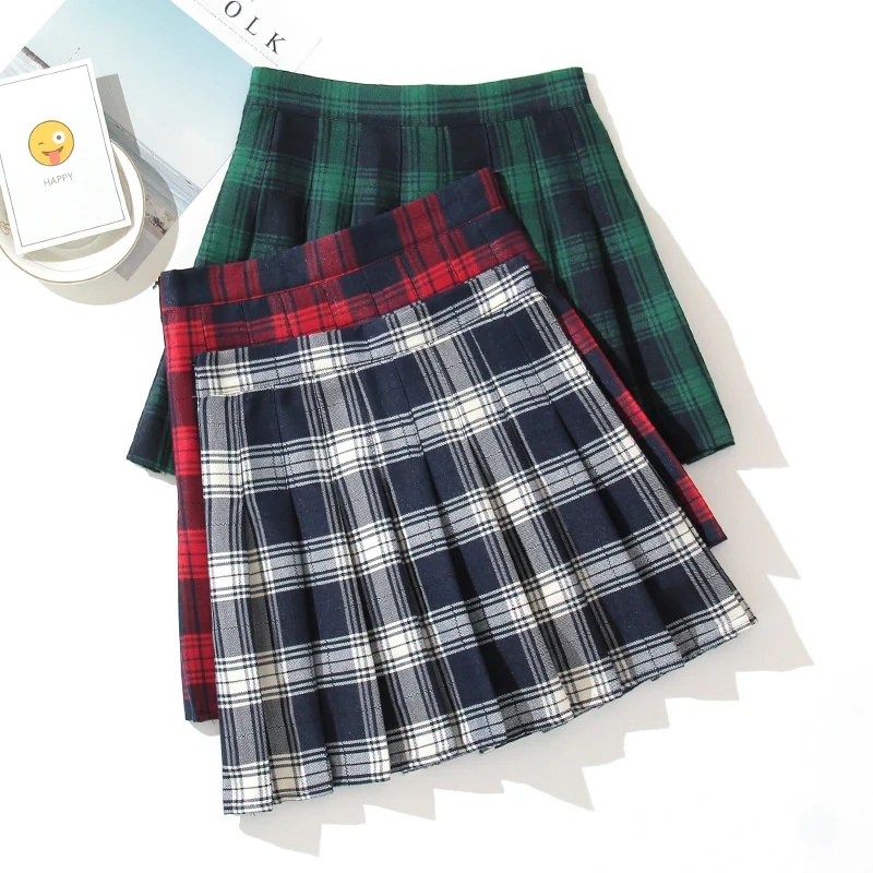 Plaid Women Mini Skirt Summer A-Line Female Pleated Casual High Waist Women Girls Short Streetwear Student Skirts