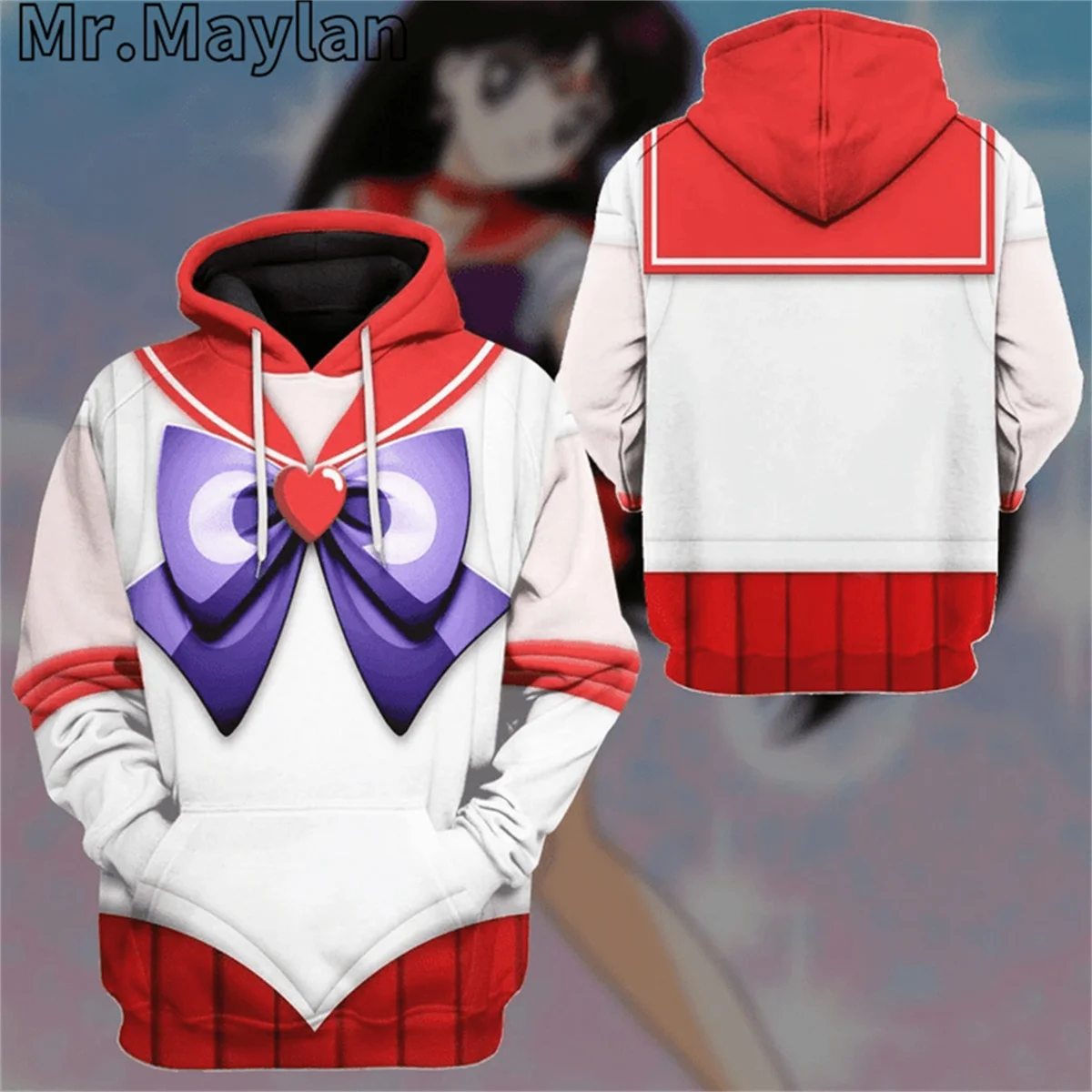 Sailor Mars Custom Cosplay Costume  Apparel 3D Unisex Hoodie Men Sweatshirt Streetwear Zip Pullover Casual Jacket Tracksuits