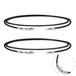 1/1.5/2/3mm Genuine Black Leather Necklace Cord For DIY Stainless Steel Neck Bracelet Jewelry Craft Making Supplies Accessories