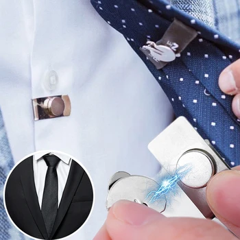 ผู้ชายที่มองไม่เห็น Tie คลิปแม่เหล็กอัตโนมัติ Fixing BUCKLE Anti-Wrinkle Anti-Swing Tie ผู้ถือคลิปเนคไทคอซ่อน Clasp