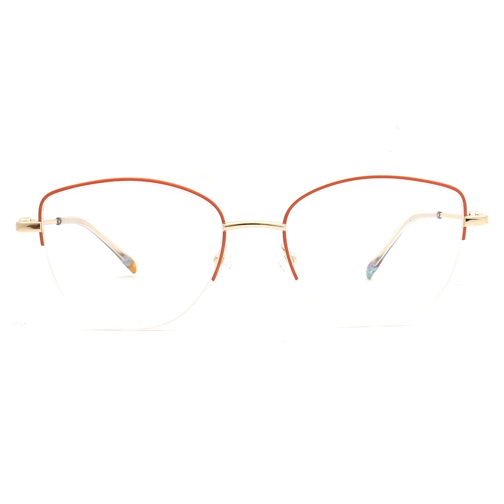 DCCL Women Cat Eye Glasses Fashion Half Rim Prescription Eyeglasses Memory Metal Optical Eyewear Semi Rimless Myopia Spectacles