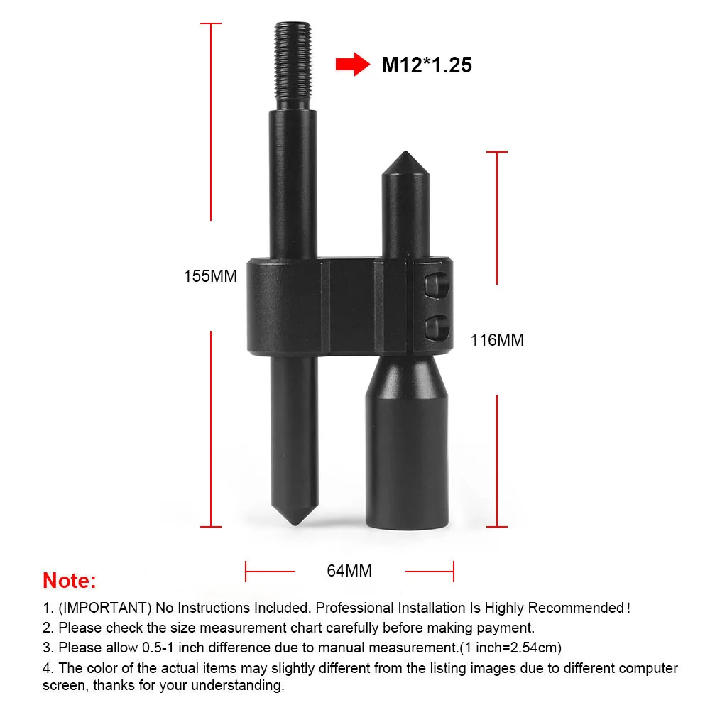 M12*1.25 Car Aluminum H Type Shift Knob Extension Adjustable Extender Gear Shifter With Three Adapters BX102546-BK