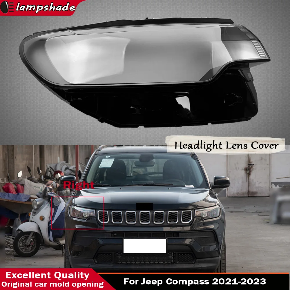 Transparent Lampshade Lamp Shell For Jeep Compass 2021 2022 2023 Front Car Glass Lens Case Headlamp Caps Headlight Cover