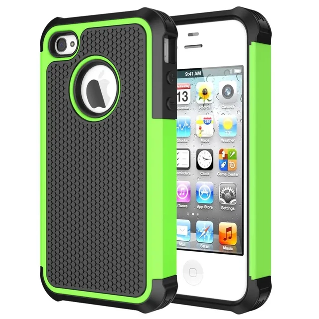 Iphone 4 4s用の頑丈なラバーケース,マットなハードシリコン,耐衝撃性 