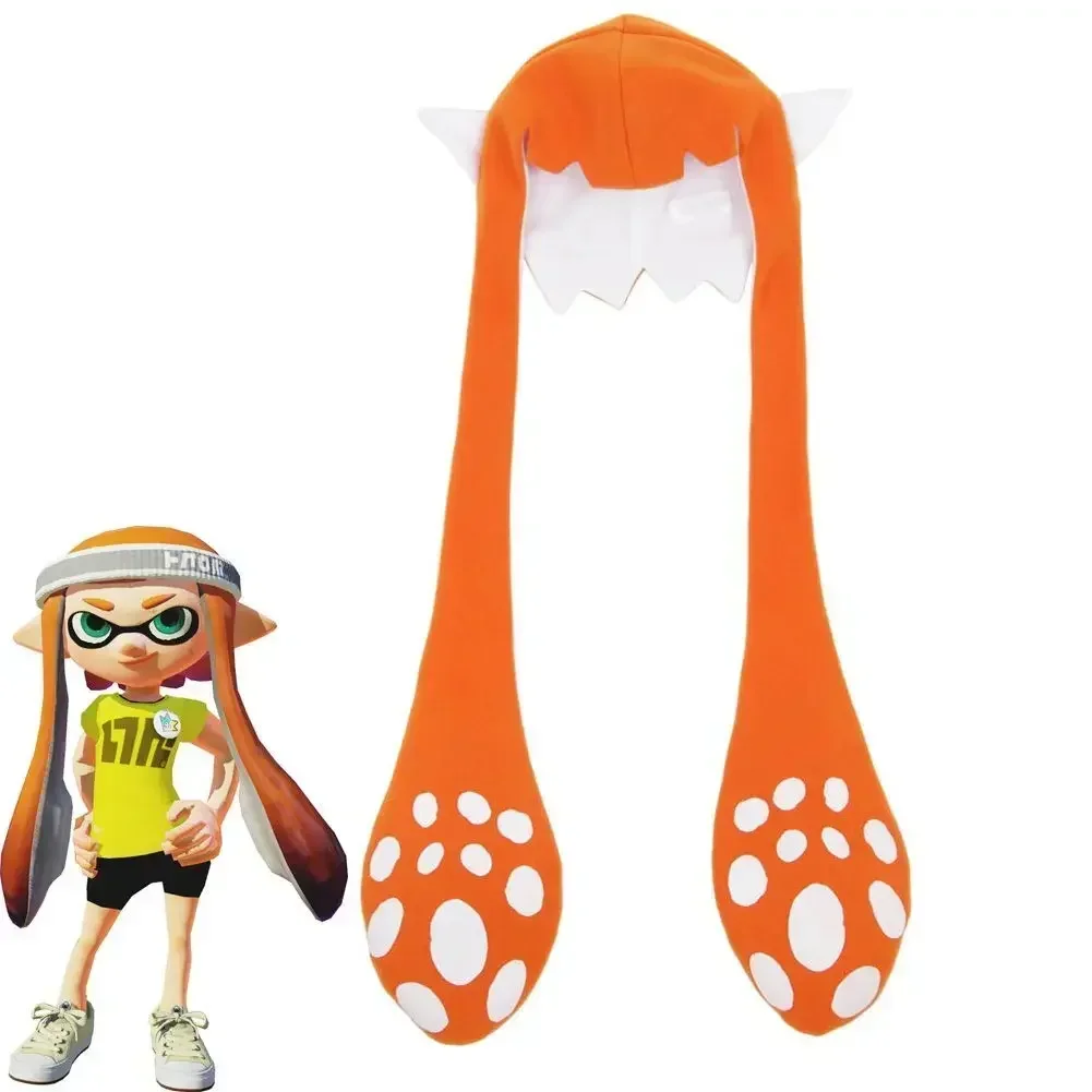 Splatoon 3 Style Squid Cute Hat Wig Cosplay Props Halloween Hat Surrounding the Game Jet Warrior Related Accessories