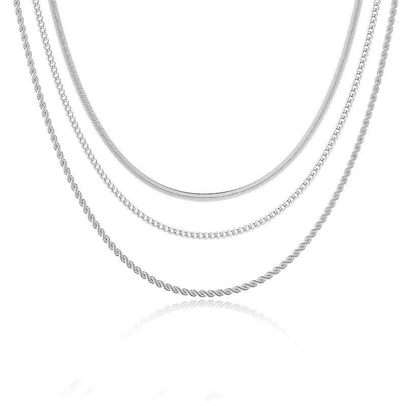 

Dohemian wind stacked flat chain European and American choker women's fashion trend metal blade chain necklace