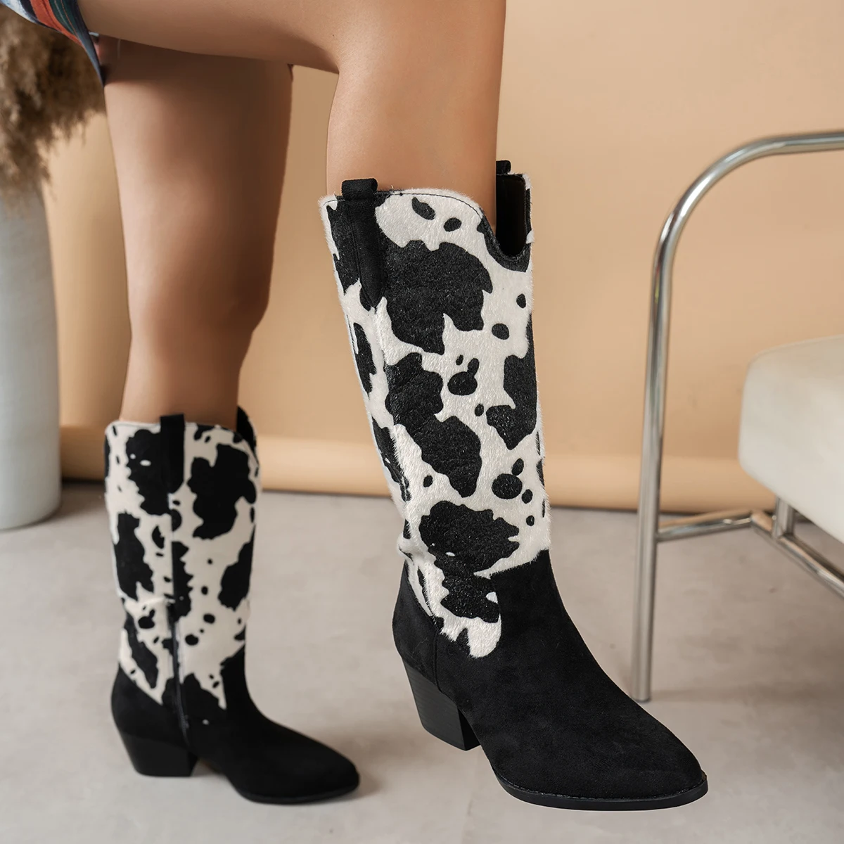 أحذية رعاة البقر الغربية المطرزة عتيقة للنساء