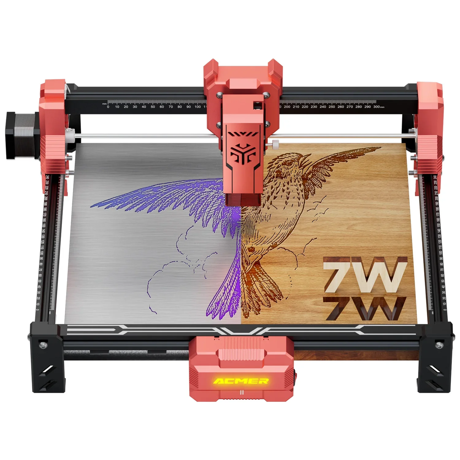 

ACMER S2 7W Red Upgradeable Laser Engraving Cut Machine 300x300MM For Engravable Wood Lacquered Metal ﻿ ﻿