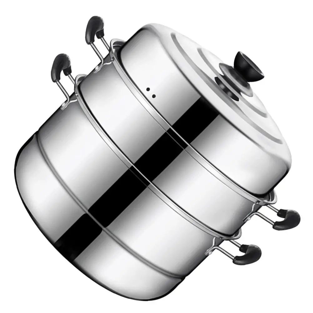 1Pcs Stainless Steel Three-Layer Steamer Pot High Arch Cover Large Capacity Suitable for Induction Cooker Gas Stove Home Kitchen