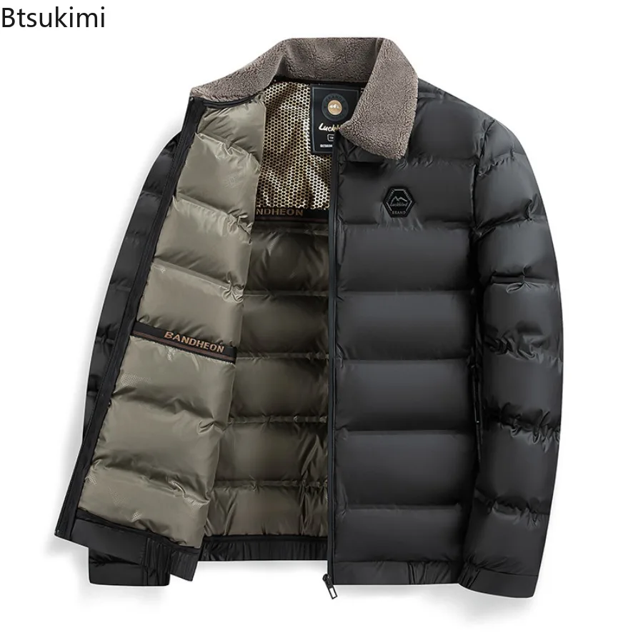 2025 New Winter Parkas Men's Thicken Warm Casual Jackets Fashion Slim Waterproof Cotton-padded Jackets Men Lapel Business Coats