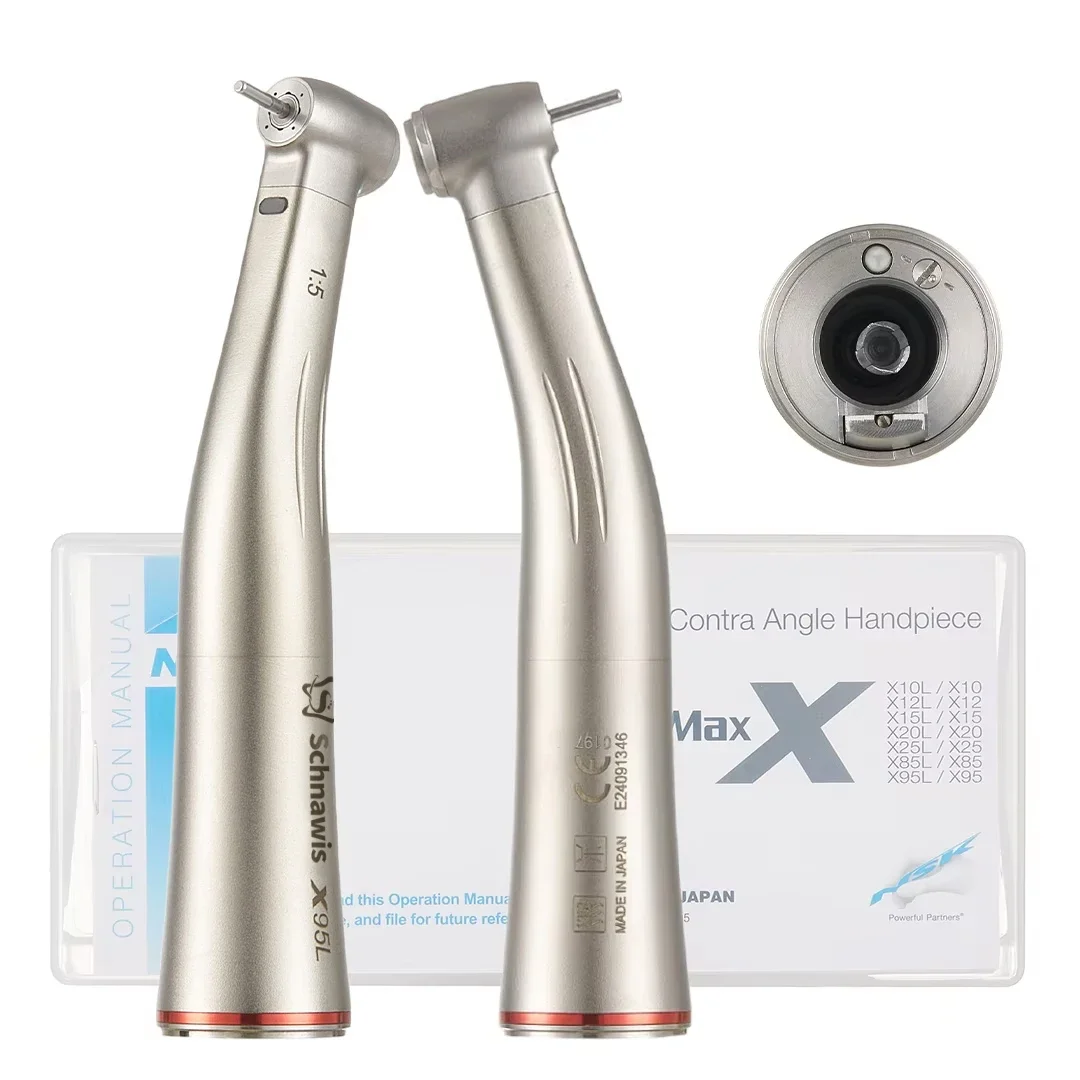 NSK Push Button 1:5 Dental Contra Angle Handpiece Increase Speed Handpiece Mini Head Ti Max X95L Inner Water Spray Red Ring