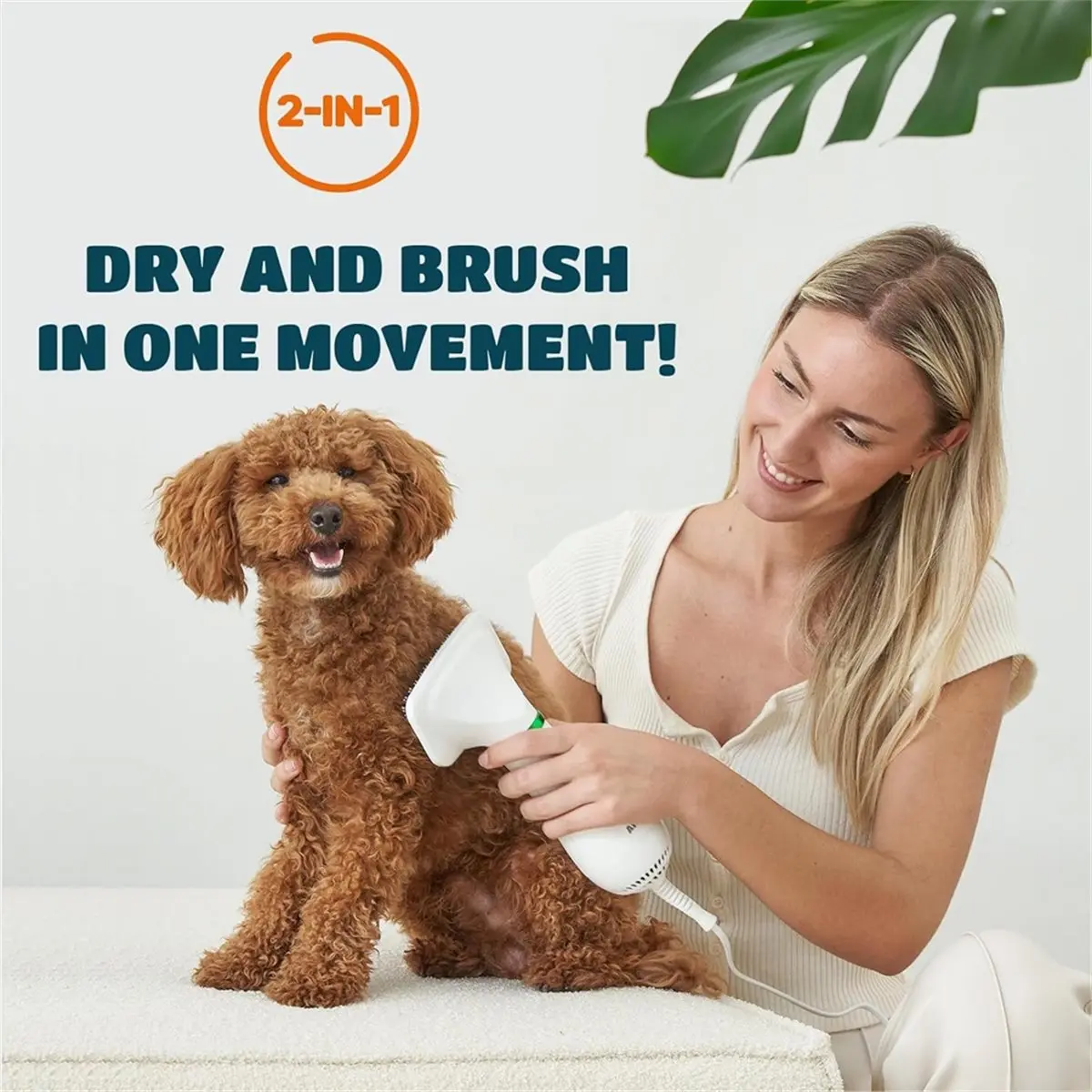 (A25M) 2-In-1 Dog Hair Dryer with Slicker Brush for Small-Sized Dogs and Cats Pet Hair Dryer,75-85 DB,Adjustable Temperature US view 5