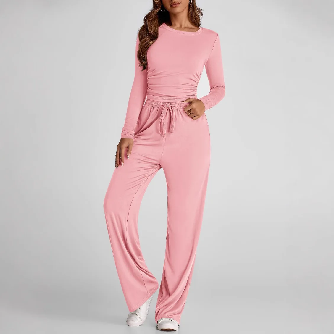Neue einfarbige Freizeitsets für Damen im Herbst und Winter mit langen Ärmeln, meistverkaufte Mode-Outfits.