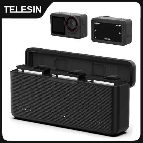 TELESIN 30W PD cargador rápido para DJI OSMO 360 Action 5pro 3 ranuras caja de carga de bolsillo de batería para DJI OSMO Action 5pro 360