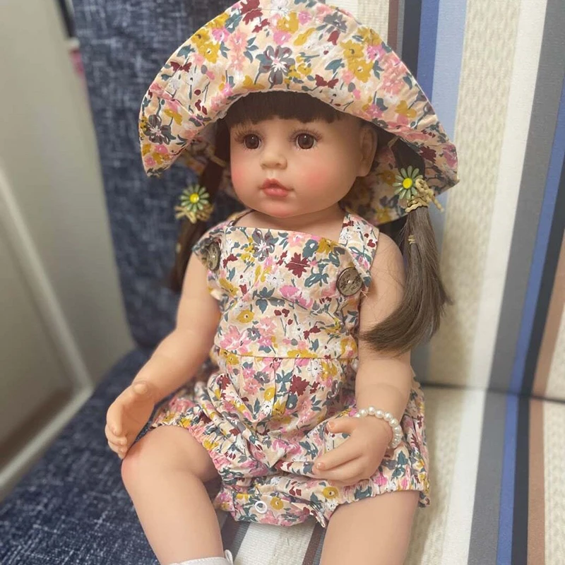 55CM Bebe Doll Reborn Toddler Girl Doll Full Body Silicone Soft Real Touch Flexible Anatomically Correct Gifts