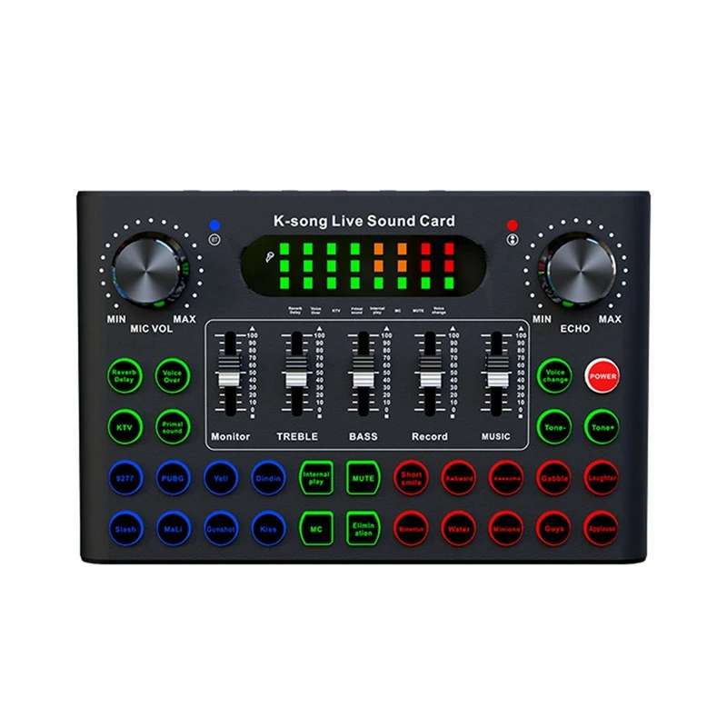 F007C English Version Professional Convenient Compact Desktop Sound Card Mixer For Live