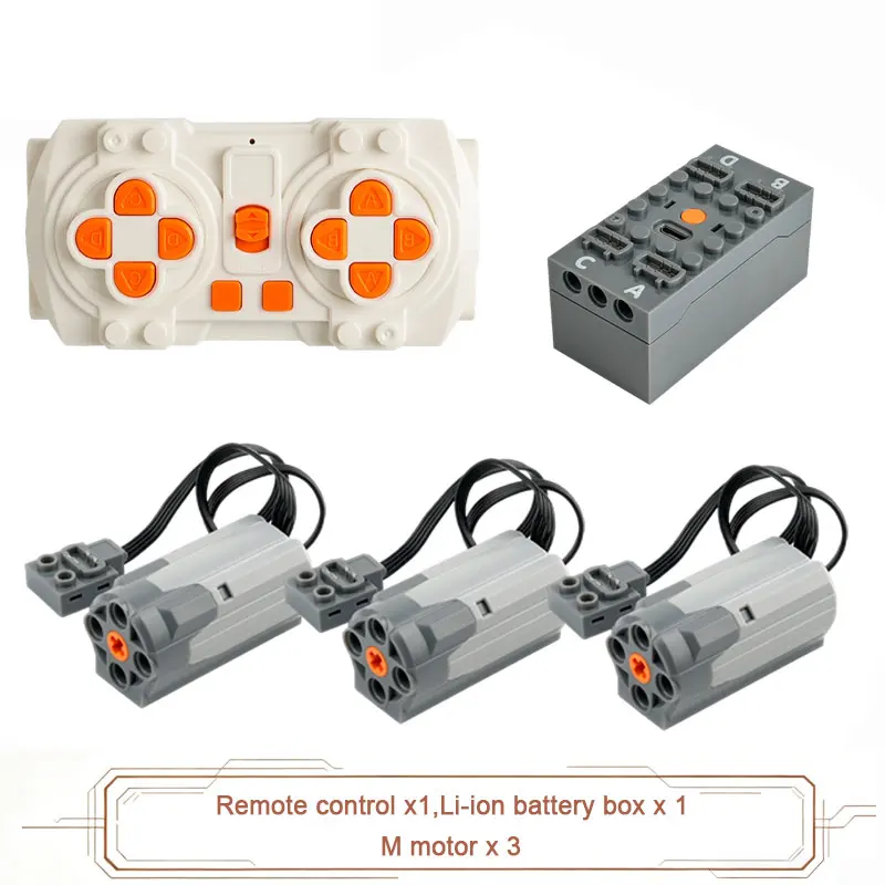 MOC Blue-tooth APP-Fernbedienungsset – wiederaufladbare Batteriebox, Motorset, Geschwindigkeitsregler für PF-Baustein-Modifikationen