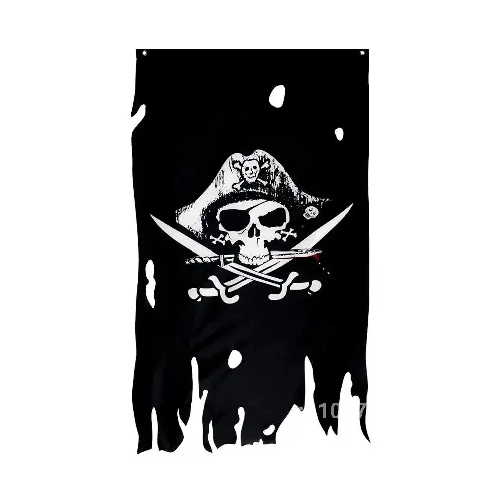 FLAGCORE 3X5Fts  90X150cm Dead Mans Chest Double Broken Skull Pirate Flag Jack Rackham Jolly Roger Flag