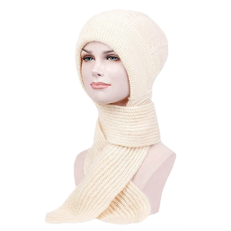 Winter Women Hats Ear Protection Warm Thick Knitted Hat Unisex Scarf Windproof beanies Cap Outdoor Riding and Snow Activities