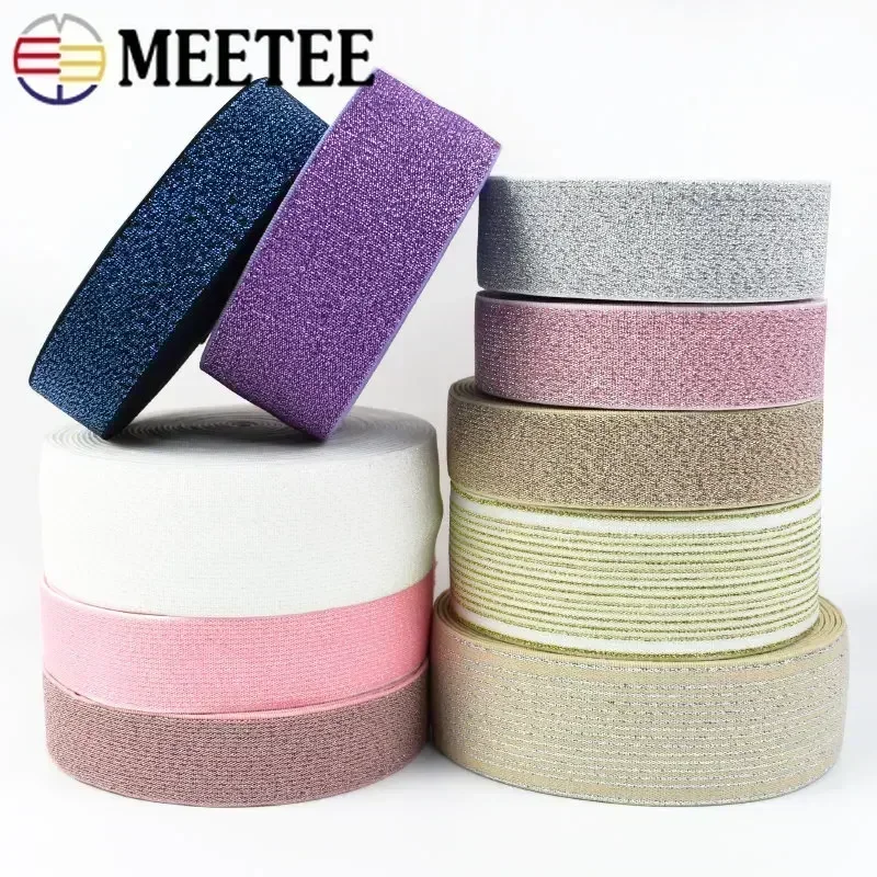 2/3/5Meters 25-50mm Colored Nylon Elastic Band For Bag Dress Decorative Stretch Webbing Tape Belt Ribbon DIY Sewing Accessories