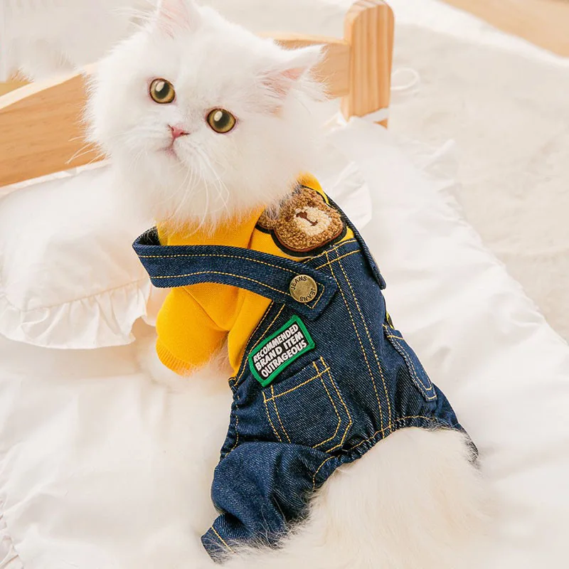 

Cute Pet Four-legged Kitten Muppet Short Blue Cat Kitten Clothes To Prevent Hair Loss Puppy Clothes Kawaii Clothes Customizable