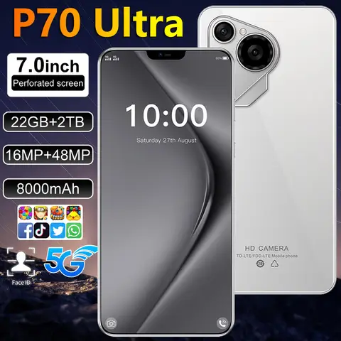 2025 Hot P70 Ultra 22GB+2TB Android 15 WiFi GPS 8000mAh Battery 7.0 inch HD 4K 4G 5G Dual Card