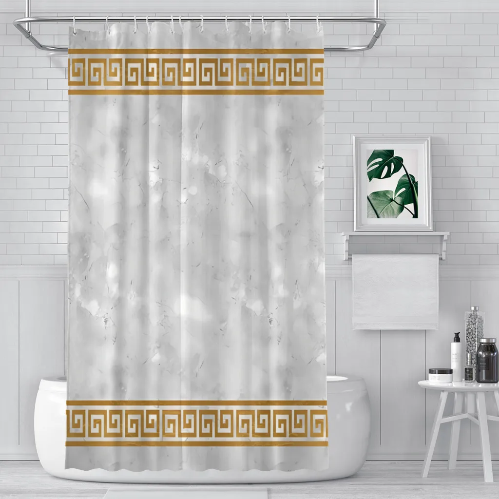 Great Greek Pattern White Bathroom Shower Curtains Ancient Greece Waterproof Partition Unique Home Decor Bathroom Accessories