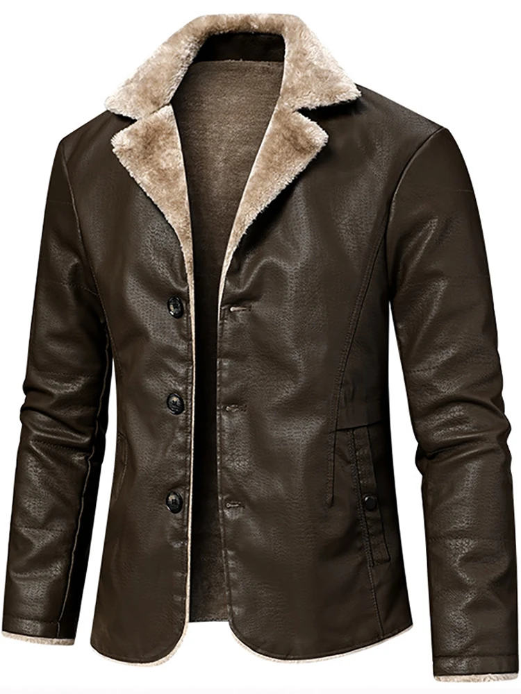

Мужская модная городская куртка из искусственной кожи, зимнее пальто с интегрированным мехом, мотоциклетная куртка для байкеров, молодежная, дышащая, водонепроницаемая