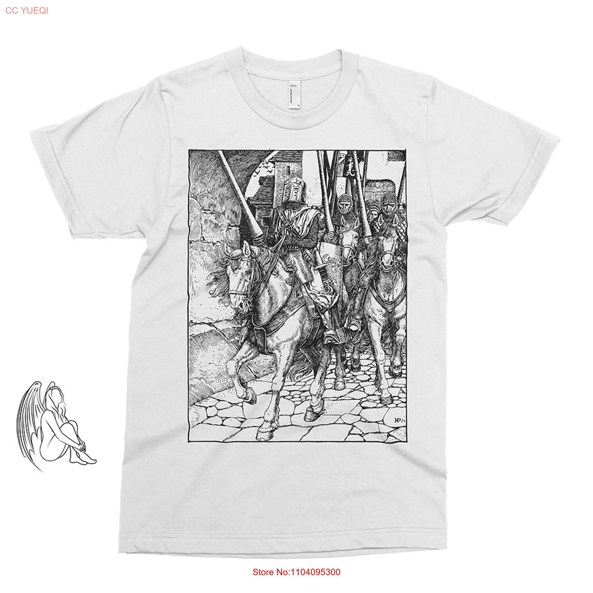 King Arthur Knights Howard Pyle T shirt Art Illustration Camelot Knight Cute  long or short sleeves