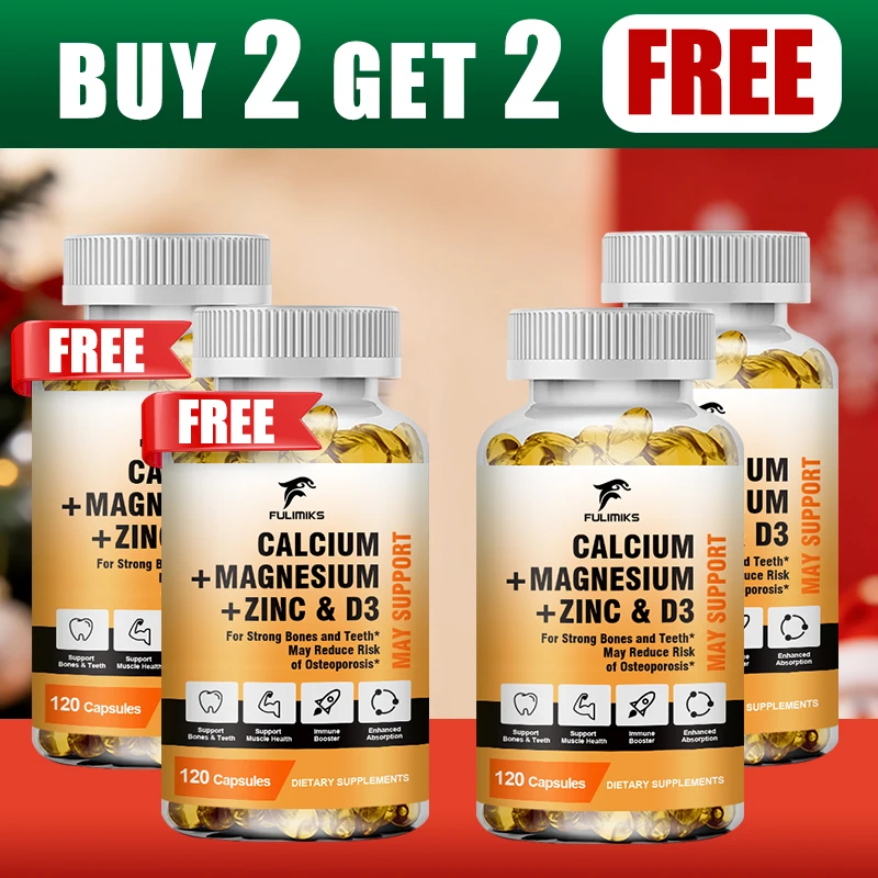 Buy 2 Get 2 Free! Calcium Magnesium Zinc Complex Capsules, Support Strong Bones, Restful Sleep & Nervous System, Vitality