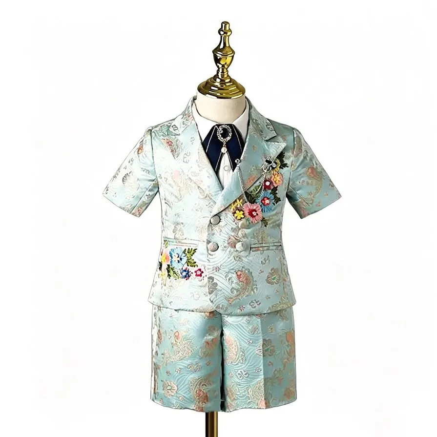 5PCS Children's Suit New Fashion Stage Boys' Piano Performance Clothes Wedding Birthday Baptism Party Prom Dress For Eid A2305