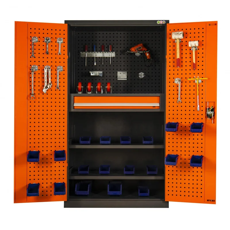 custom.PULAGE 71 Metal Garage Storage Cabinet Lockable Rolling Cabinet with Drawer and Shelves Heavy-Duty Wheels, Black and
